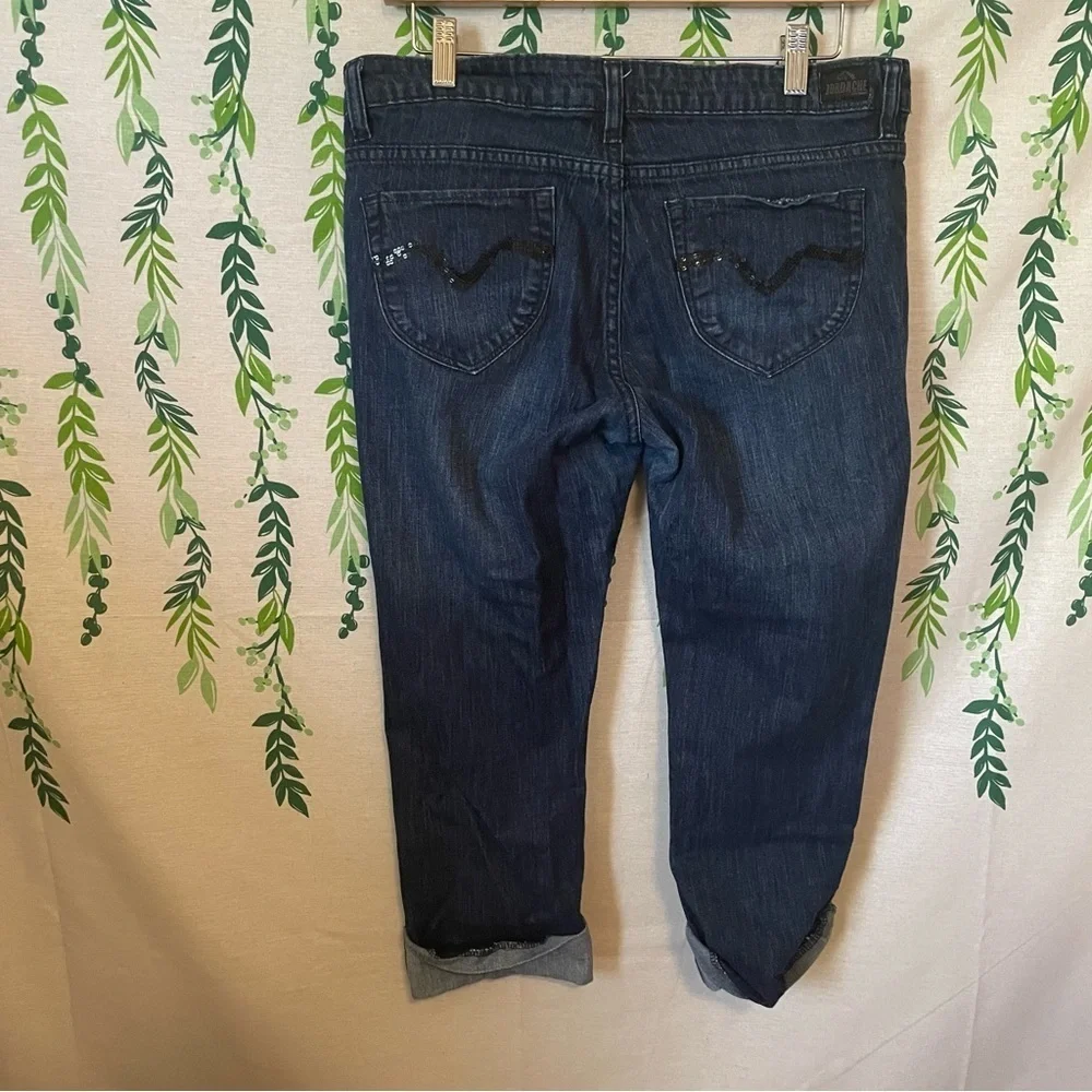 Size 10 Jordache Premium Ruby Straight Crop Capri - Dark Wash B2 - Picture 3 of 6
